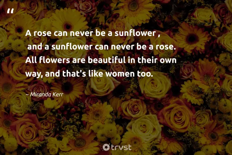 "A rose can never be a sunflower , and a sunflower can never be a rose. All flowers are beautiful in their own way, and that's like women too." -Miranda Kerr  #trvst #quotes #gogreen #bethechange #blossom #rose #flower #sunflower #garden 