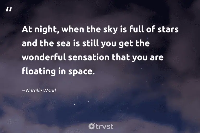 "At night, when the sky is full of stars and the sea is still you get the wonderful sensation that you are floating in space." -Natalie Wood #trvst #quotes #takeaction #bethechange #peace #space #night #sensation #dark 