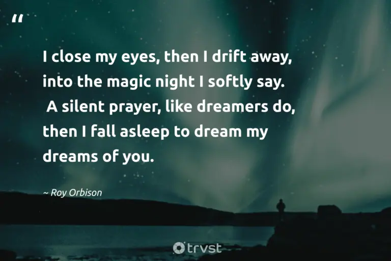 "I close my eyes, then I drift away, into the magic night I softly say. A silent prayer, like dreamers do, then I fall asleep to dream my dreams of you." -Roy Orbison #trvst #quotes #ecoconscious #gogreen #dark #magic #meditate #silent #rest 