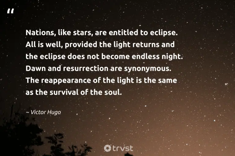 "Nations, like stars, are entitled to eclipse. All is well, provided the light returns and the eclipse does not become endless night. Dawn and resurrection are synonymous. The reappearance of the light is the same as the survival of the soul."  - Victor Hugo  #trvst #quotes #takeaction #collectiveaction #dream #survival #silence #light #dark