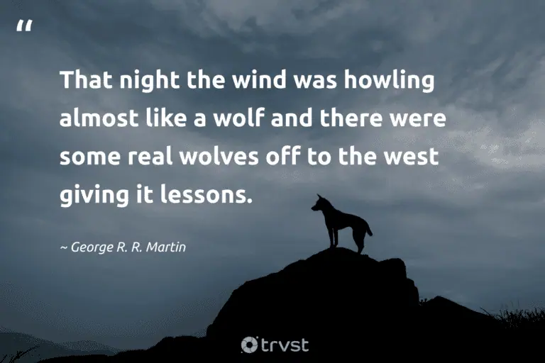 "That night the wind was howling almost like a wolf and there were some real wolves off to the west giving it lessons." -George R. R. Martin #trvst #quotes #dogood #gogreen #wolf #wind #GeorgeRRMartin