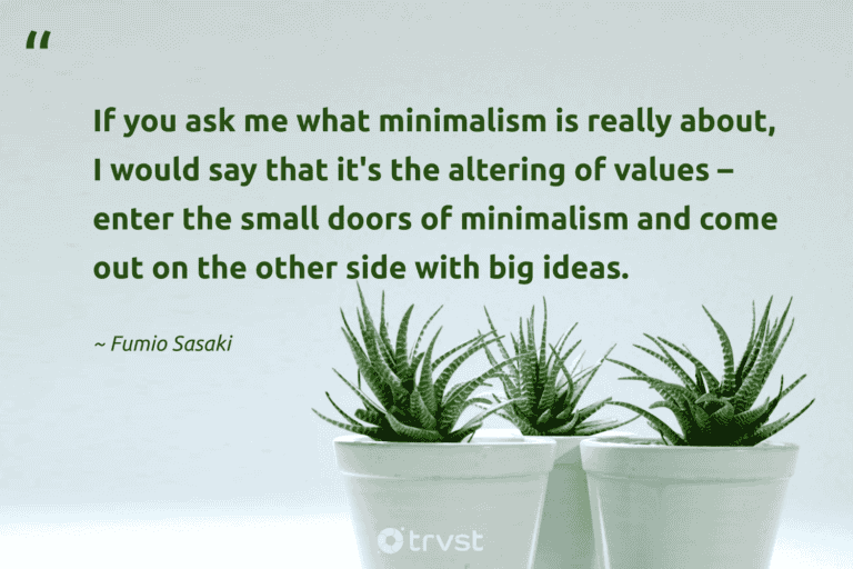 "If you ask me what minimalism is really about, I would say that it's the altering of values – enter the small doors of minimalism and come out on the other side with big ideas." -Fumio Sasaki #trvst #quotes #changetheworld #impact #lessismore #minimalism #minimalist 