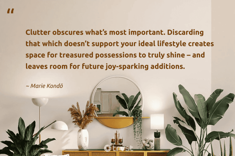 "Clutter obscures what’s most important. Discarding that which doesn’t support your ideal lifestyle creates space for treasured possessions to truly shine – and leaves room for future joy-sparking additions." -Marie Kondō #trvst #quotes #bethechange #bethechange #lessismore #lifestyle #minimalism #space #minimalist 