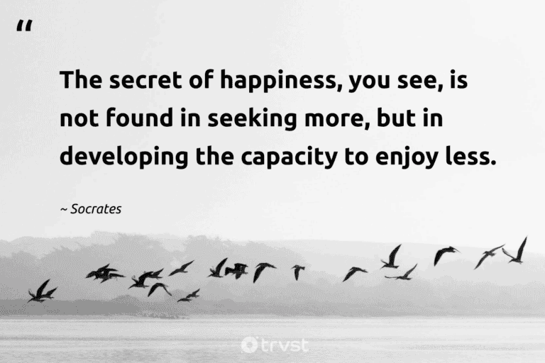 "The secret of happiness, you see, is not found in seeking more, but in developing the capacity to enjoy less." -Socrates #trvst #quotes #impact #collectiveaction #minimalist #happiness #lessismore #minimalism 