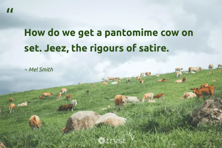 "How do we get a pantomime cow on set. Jeez, the rigours of satire." -Mel Smith #trvst #quotes #socialimpact #thinkgreen #cow 