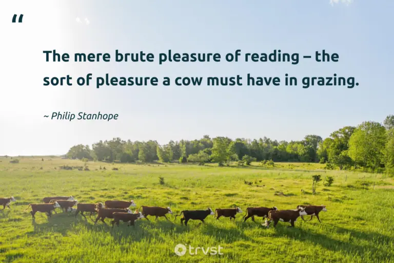 "The mere brute pleasure of reading – the sort of pleasure a cow must have in grazing." -Philip Stanhope #trvst #quotes #thinkgreen #beinspired #cow 