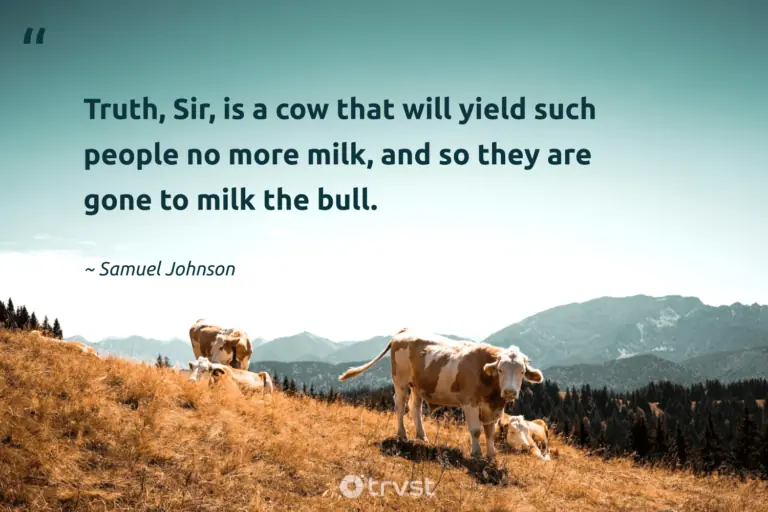 "Truth, Sir, is a cow that will yield such people no more milk, and so they are gone to milk the bull." -Samuel Johnson #trvst #quotes #beinspired #planetearthfirst #cow #people 