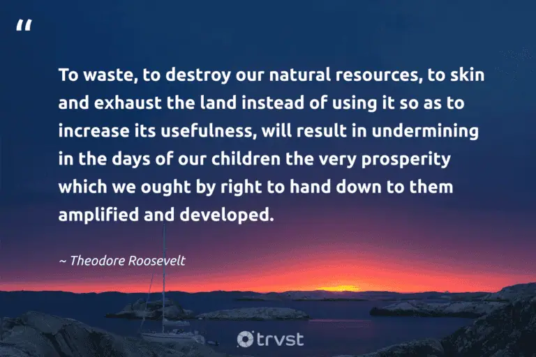 "To waste, to destroy our natural resources, to skin and exhaust the land instead of using it so as to increase its usefulness, will result in undermining in the days of our children the very prosperity which we ought by right to hand down to them amplified and developed." -Theodore Roosevelt #trvst #quotes #bethechange #takeaction #environment #natural #earth 