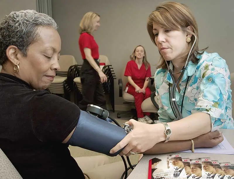 Getting blood pressure checked