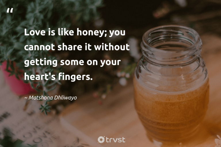 "Love is like honey; you cannot share it without getting some on your heart's fingers." -Matshona Dhliwayo #trvst #quotes #thinkgreen #bethechange 