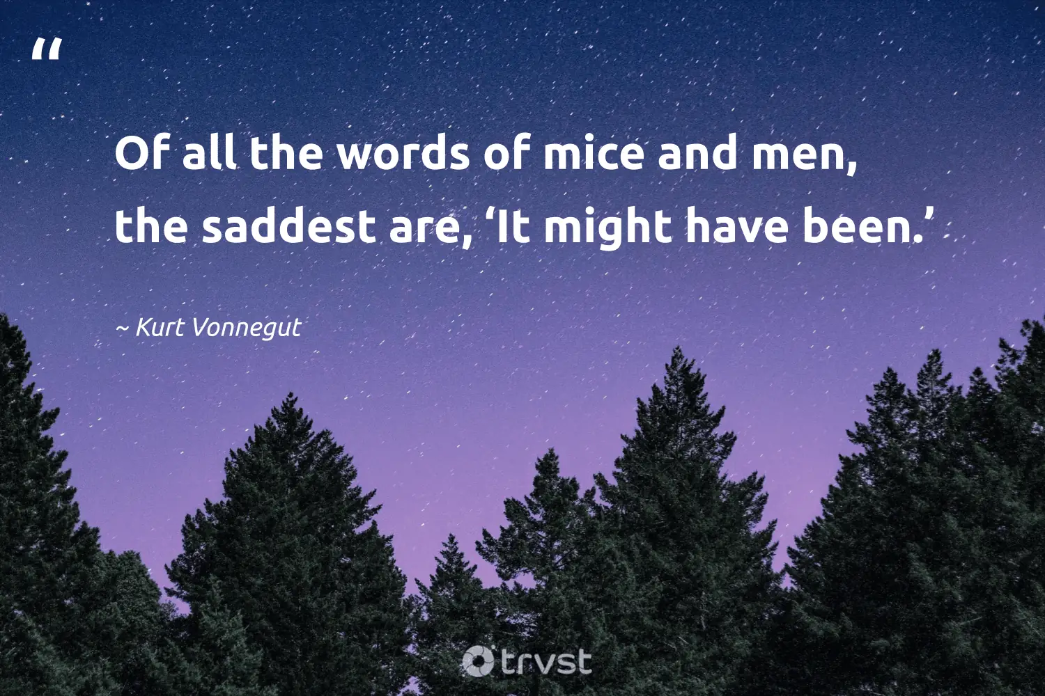 "Of all the words of mice and men, the saddest are, ‘It might have been.’" -Kurt Vonnegut #trvst #quotes #socialimpact #bethechange #regret 
