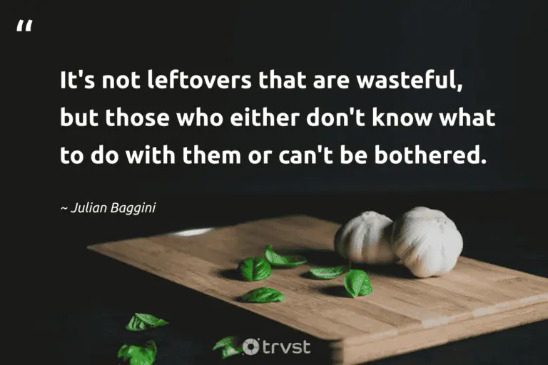 "It's not leftovers that are wasteful, but those who either don't know what to do with them or can't be bothered." -Julian Baggini #trvst #quotes #bethechange #impact #FoodWaste 