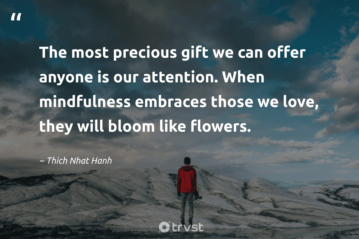 "The most precious gift we can offer anyone is our attention. When mindfulness embraces those we love, they will bloom like flowers." -Thich Nhat Hanh #trvst #quotes #gogreen #beinspired #mindfulness #love #flowers 