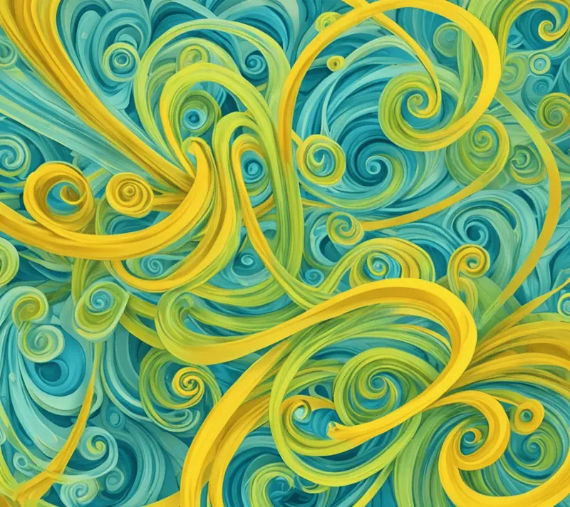 Abstract swirls of bright colors representing an array of cheerful, positive adjectives