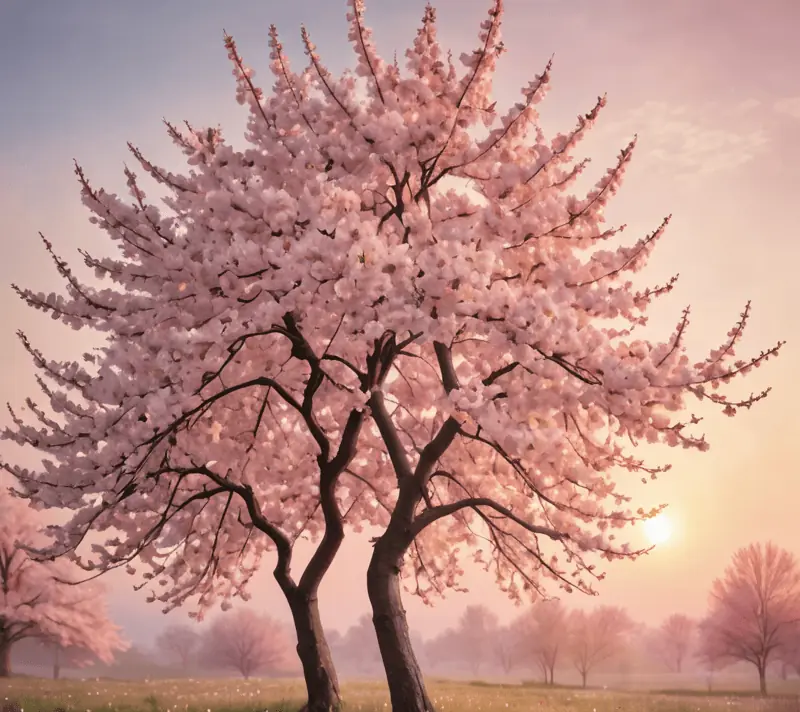 Delicate cherry blossom tree in bloom as a representation of nature's commendable beauty