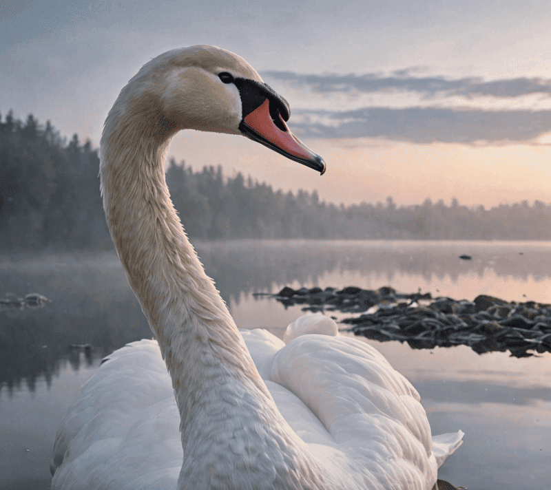 Graceful swan on a tranquil lake, epitomizing elegance