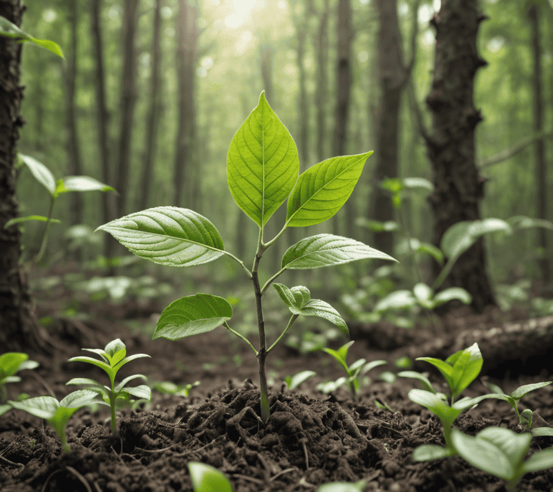 Young oak sapling showing resilience and growth