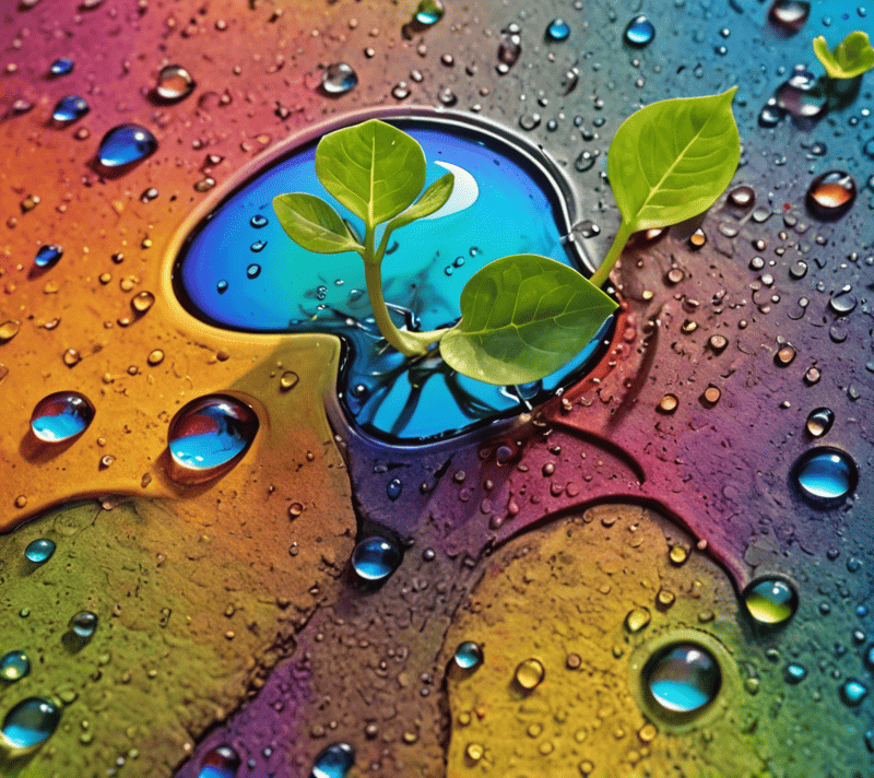 Collage of natural elements representing a range of positive adjectives starting with E