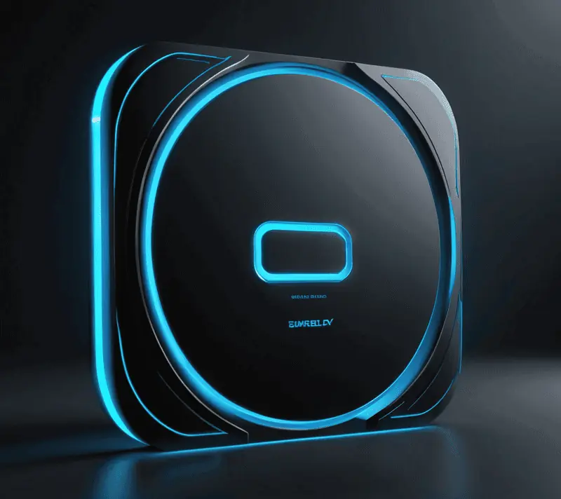 Futuristic gadget glowing in blue, symbolizing innovation