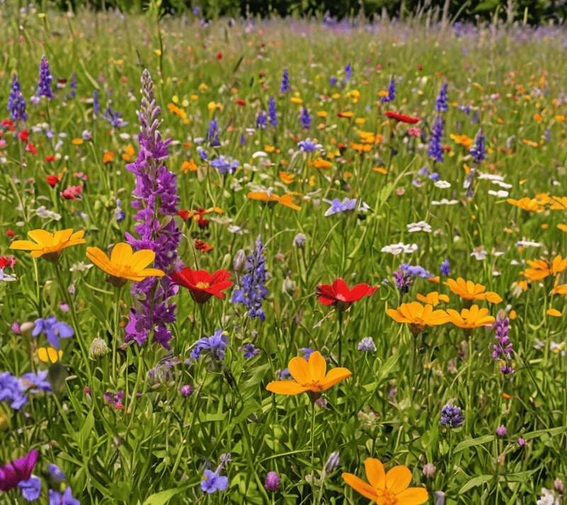 Lush meadow with diverse wildflowers symbolizing inclusivity