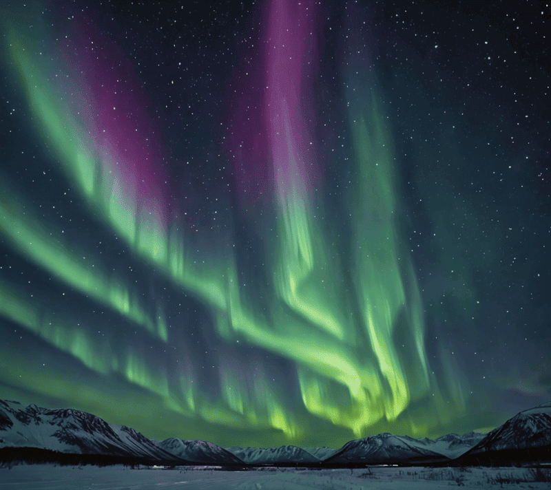 Aurora borealis creating a vivid display of colors in the night sky