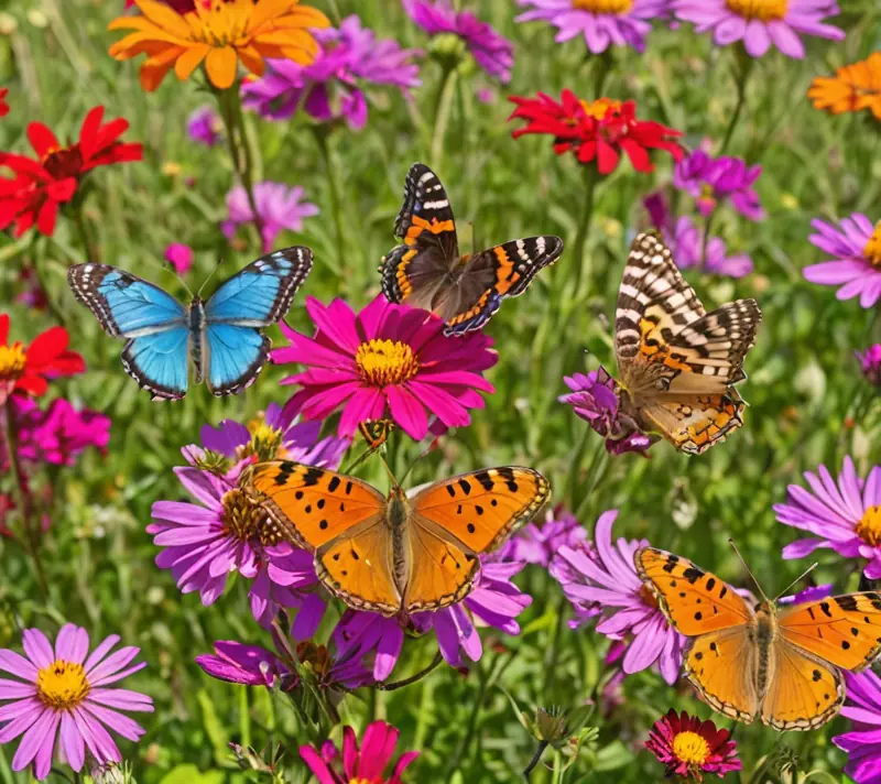 Butterflies on wildflowers representing socializing and recreational activities