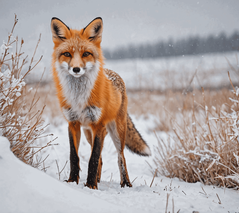 Fox in snow showing resourcefulness and adaptability