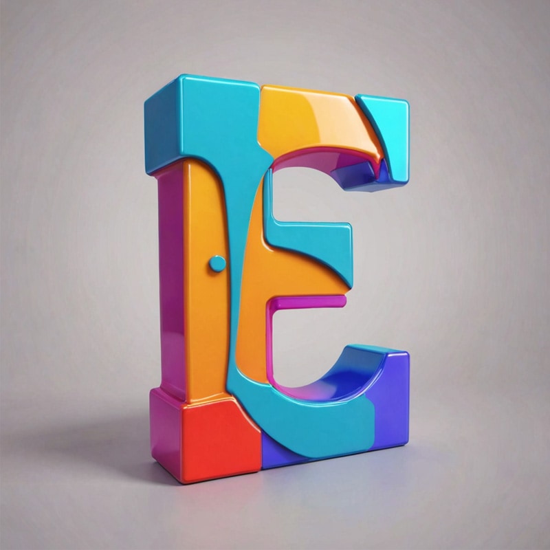 letter E color blocks