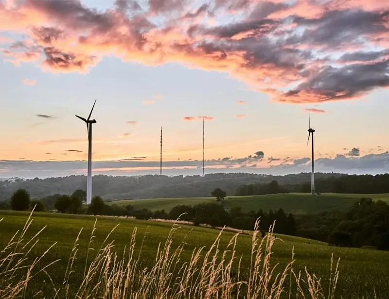 wind turbines on farm