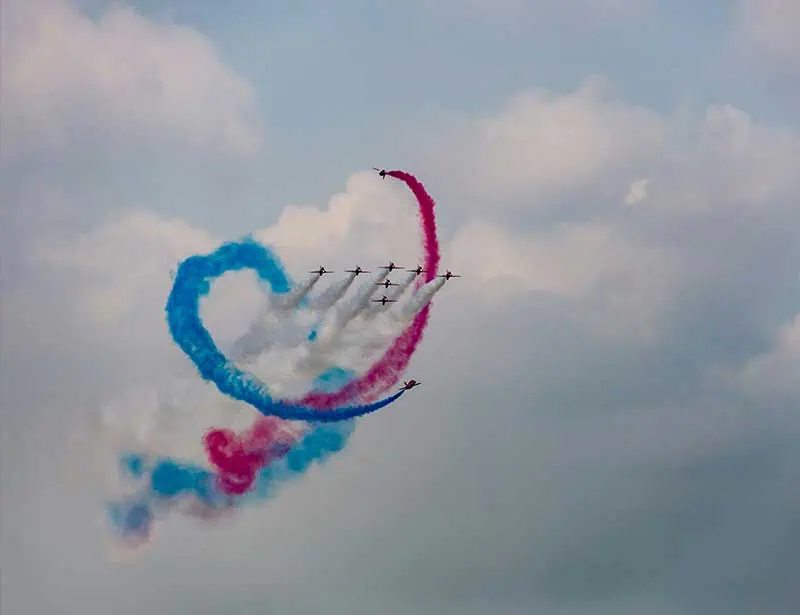 smoke trails of an aerobatic display