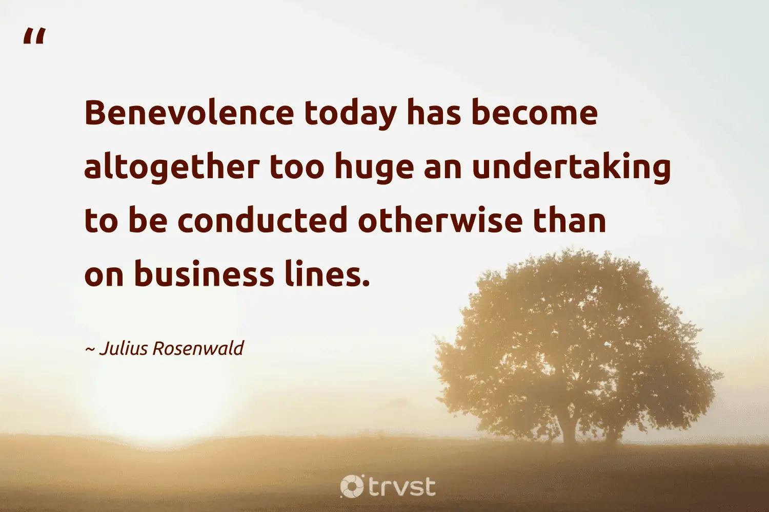 "Benevolence today has become altogether too huge an undertaking to be conducted otherwise than on business lines." -Julius Rosenwald #trvst #quotes #bethechange #ecoconscious #philanthropy #business