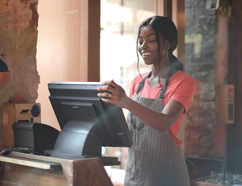 smiling female cashier