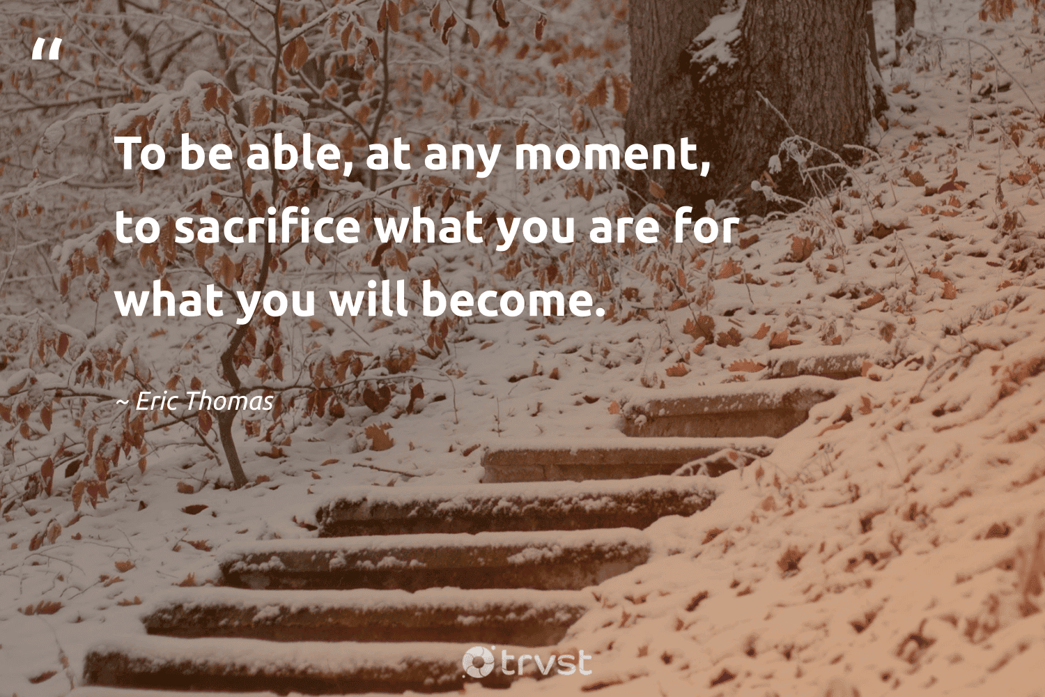 "To be able, at any moment, to sacrifice what you are for what you will become." -Eric Thomas #trvst #quotes #takeaction #planetearthfirst #sacrifice 