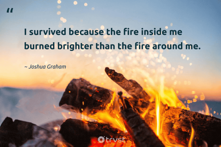 "I survived because the fire inside me burned brighter than the fire around me." -Joshua Graham #trvst #quotes #collectiveaction #ecoconscious #Survival #resilience #survivor 