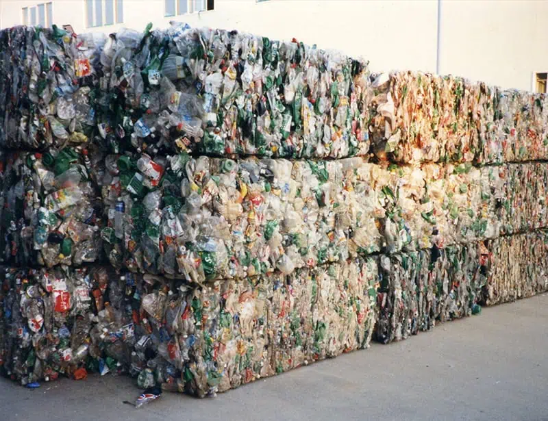 bales of pet bottles for recycling