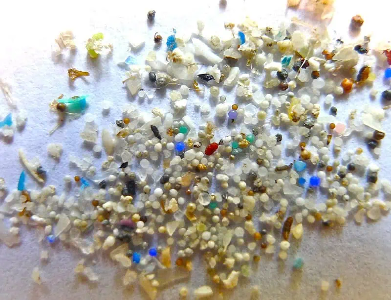closeup of sand and microplastic