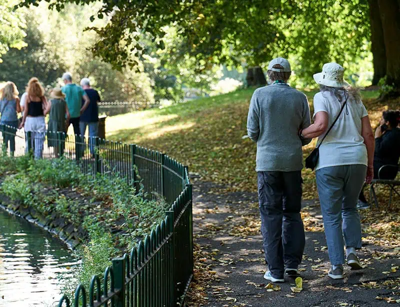 elderly people on a nature walk