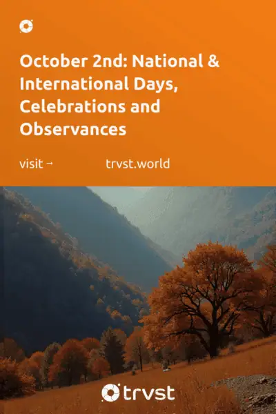 Pinterest Image for October 2nd: National & International Days, Celebrations and Observances