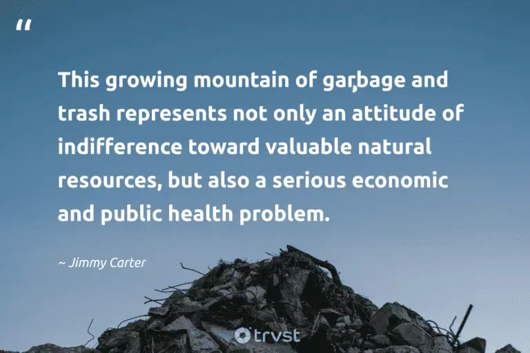 "This growing mountain of garbage and trash represents not only an attitude of indifference toward valuable natural resources, but also a serious economic and public health problem." -Jimmy Carter #trvst #quotes #dogood #changetheworld #waste #attitude #health #serious #natural 