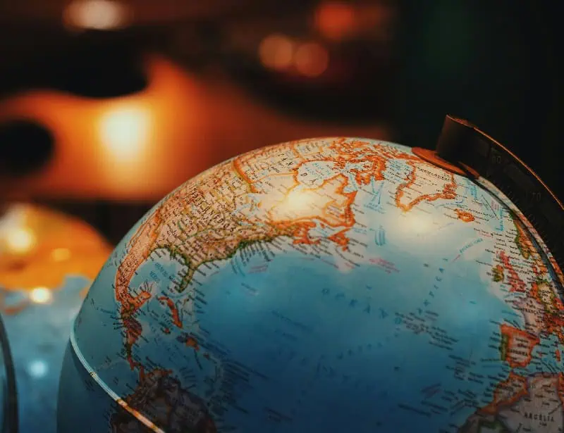 northern hemisphere of model globe