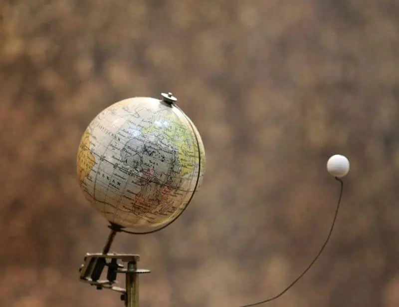 model of moon rotating earth