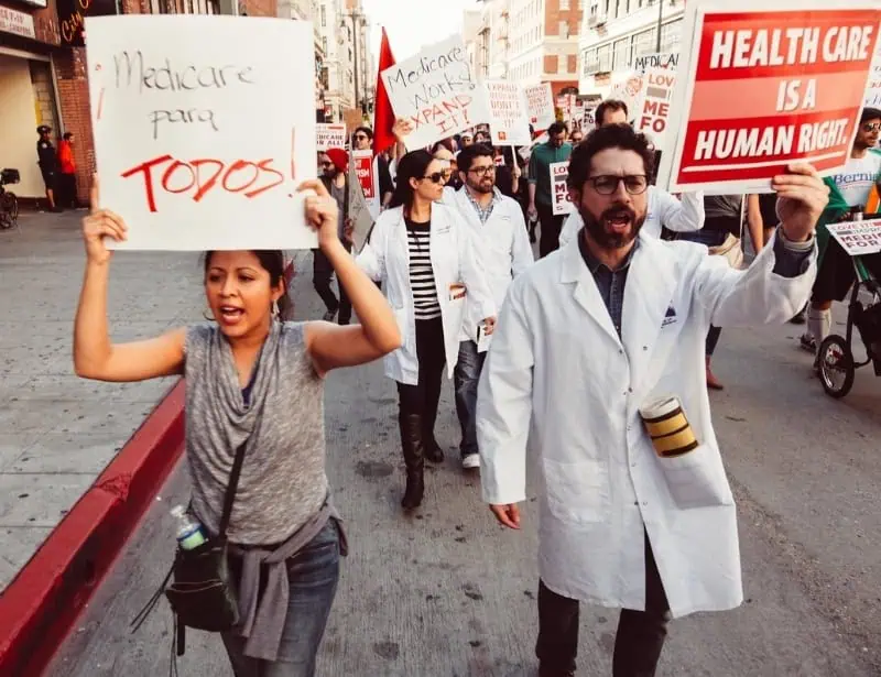 protest for universal health care