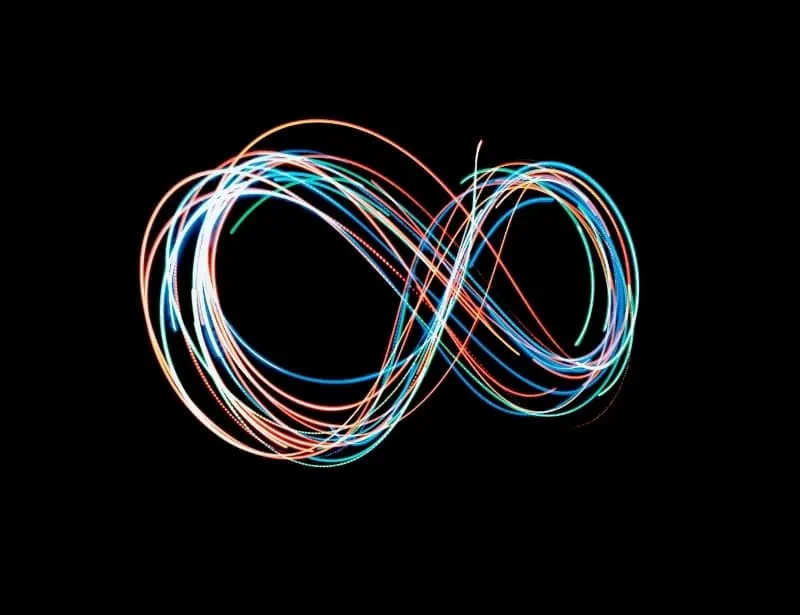 Long exposure infinity sign in various colors 