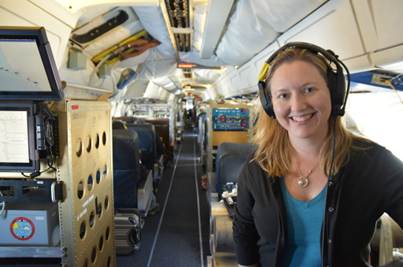Roisin Commane in an atmospheric monitoring plane